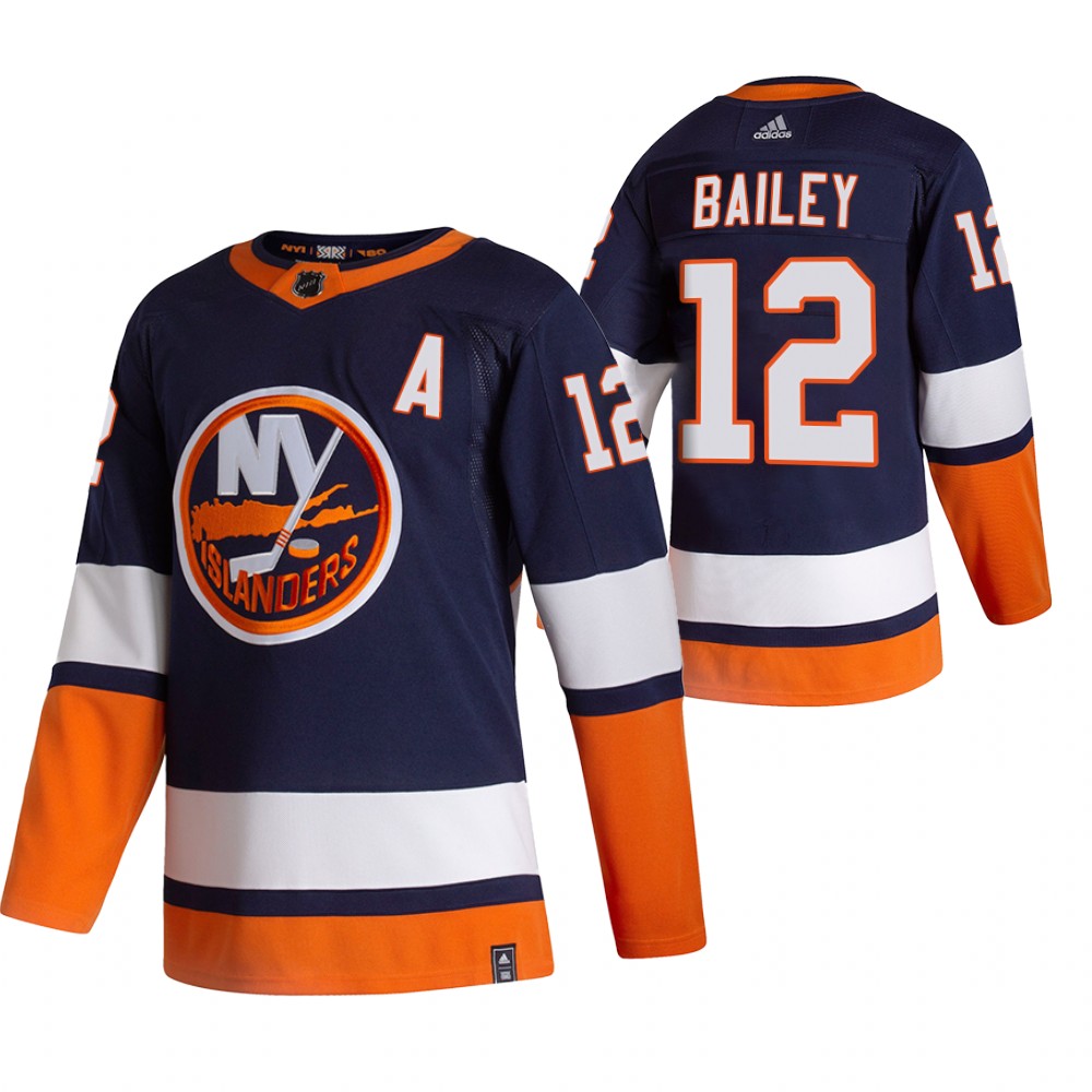 2021 Adidias New York Islanders 12 Josh Bailey Navy Blue Men Reverse Retro Alternate NHL Jersey